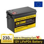 Basen Green EU Lager: 100Ah, 230Ah, 300Ah LiFePo4 Batterien, Rabatt mit Gutscheincode