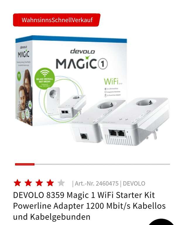 DEVOLO 8359 Magic 1 WiFi Starter Kit Powerline Adapter