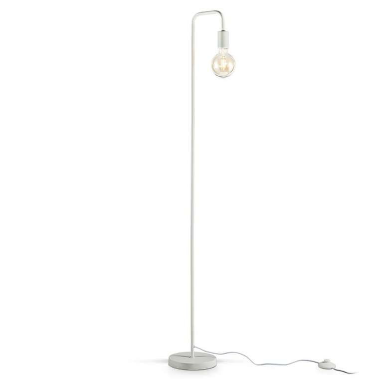 B.K.Licht Stehleuchte Retro 140cm max. Industrie Weiß Fußschalter mydealz | Lampe E27 10W