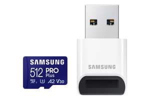 [Prime] Samsung PRO Plus microSD-Karte + USB-Kartenleser, 512 GB, 180 MB/s Lesen, 130 MB/s Schreiben, MB-MD512SB/WW