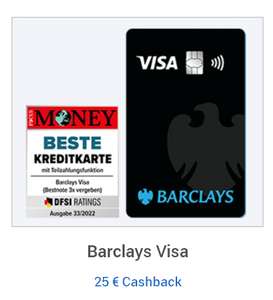 [Barclays + GMX/WEB.DE] 25€ Cashback für gratis Barclays VISA Kreditkarte, weltweit kostenlos bezahlen+abheben, Apple-/Google-Pay, Neukunden