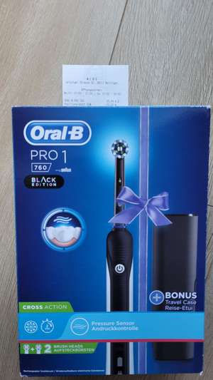 [Lokal Aldi Nord Meiningen] Oral B Pro 1 760 Black Edition elektrische Zahnbürste mit 2 Bürstenköpfen und Case