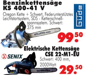 [KASSEL] RB-Becker: Senix 2000W Elektro-Kettensäge mit 400mm Schwert für 29,50€ [OFFLINE]