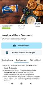 Marktguru: 0,80 Euro Cashback auf Knack und Back Croissants