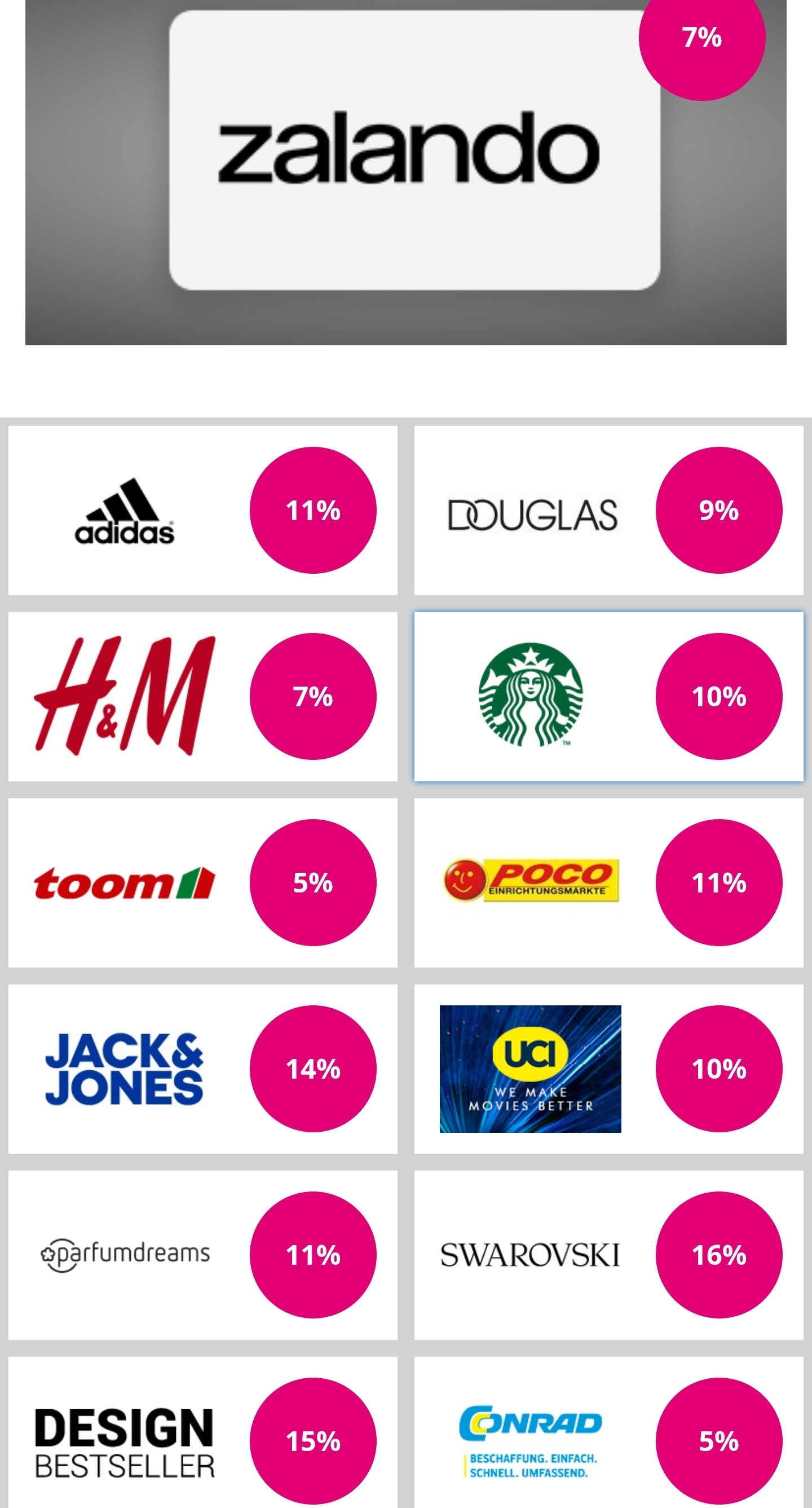 (Magenta Moments) 5-16% Rabatt auf Gutscheine - Lego, Adidas, Jack Jones, Douglas, Swarowski, Toom. H&M, und andere