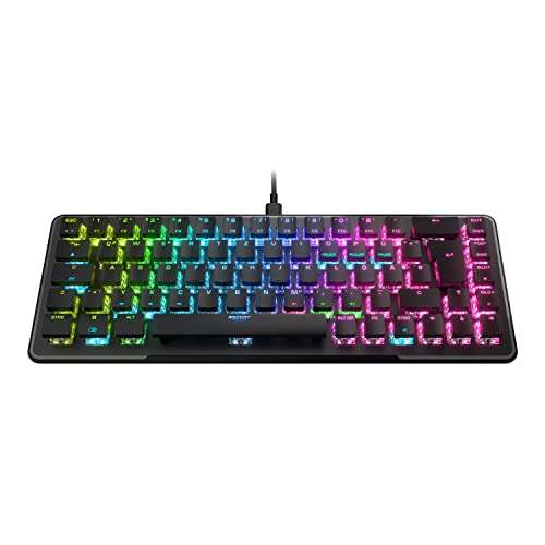 Roccat Vulcan II Mini 65% Optical Gaming Tastatur (RGB-Beleuchtung, abnehmbares Kabel, Aluminiumoberfläche, schwarz)
