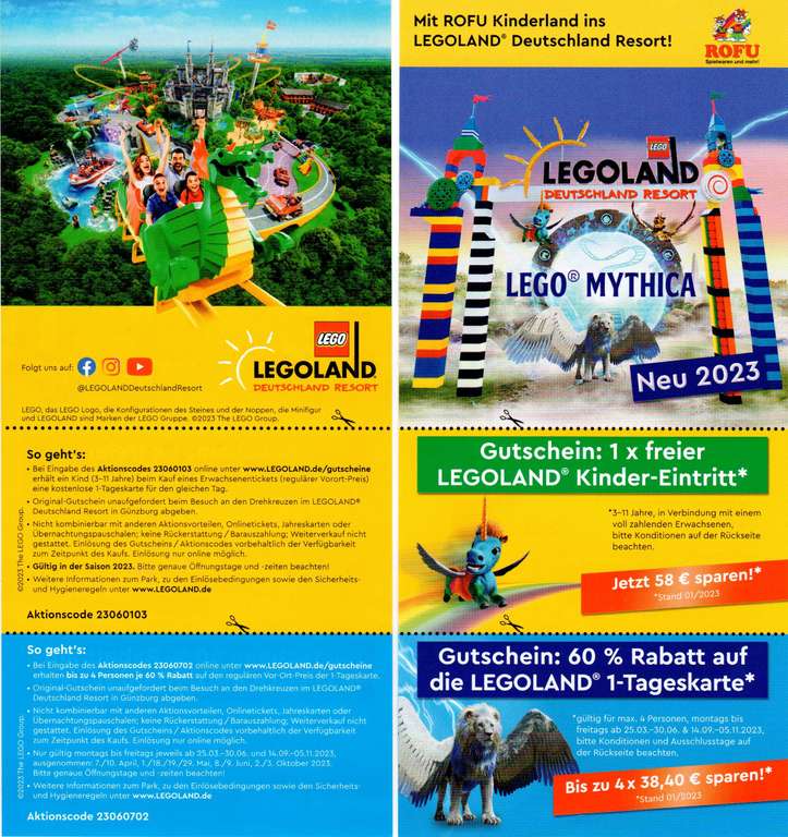 Aktuell günstigster Eintrittspreis für das Legoland Deutschland in Günzburg bis 04.11.2023 -60% Rabatt