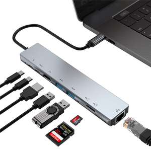 Hub USB-C Bakeey PB-C7366 8-in-1 (4K 30Hz, USB-C PD, RJ45)