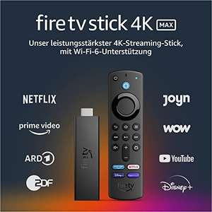 Fire TV Stick 4K Max, Zertifiziert und generalüberholt mit Wi-Fi 6 und Alexa-Sprachfernbedienung (mit TV-Steuerungstasten)