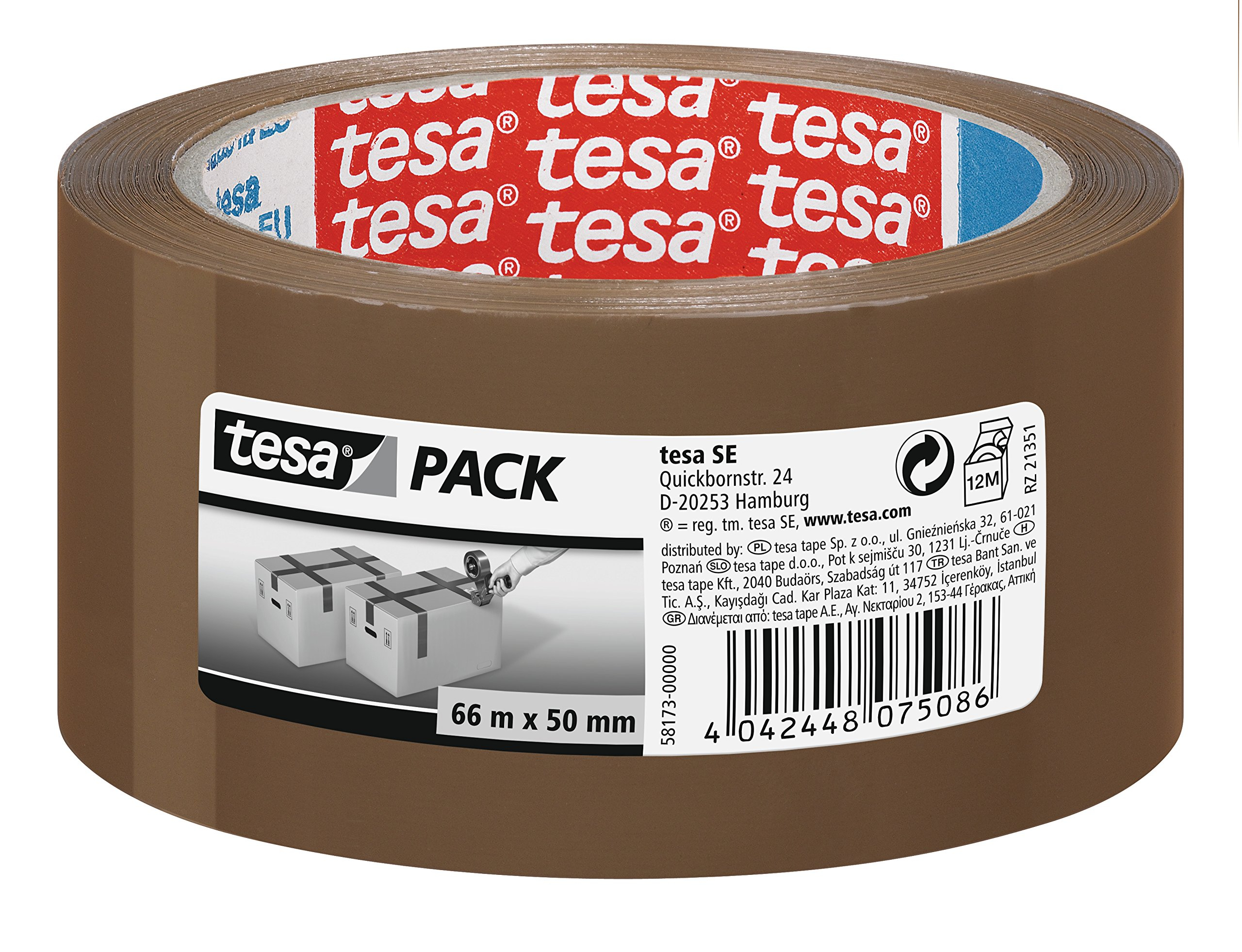 [Prime] tesa Standard Paketklebeband - 66 m x 50 mm - braun/Transparent