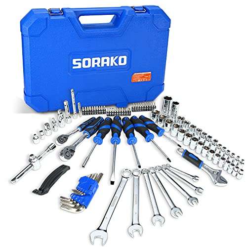 SORAKO Werkzeugkoffer 97-teiliger mit Steckschlüssel, Bits und Schraubendreher mit stabiler Tragetasche (Prime)