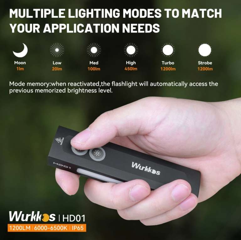 Wurkkos HD01 1200Lumen mit RGWB Seitenlicht und grünem Laser
