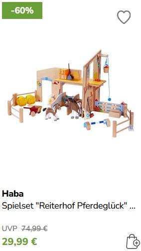 [limango] Haba Spielzeug bis 74 % reduziert - u.a. (Hand)Puppen, Kullerbü; für Neukunden 15 Euro Gutschein bei erster Bestellung möglich