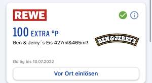 [Rewe, Personalisiert] Ben & Jerry's Eis versch. Sorten mit Payback für eff. 3,26€