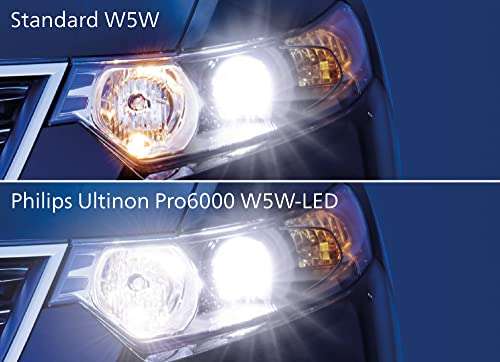 Philips Ultinon Pro6000 W5W LED-Fahrzeugbeleuchtung mit Straßenzulassung, modellspezifisch Zulassung als Standlicht/Parklicht (Prime)