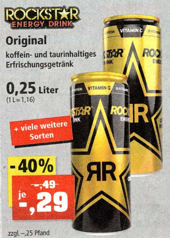 Rockstar Energy Drink 0,25 Liter Dose für nur je 0,29€ bei Thomas Philipps