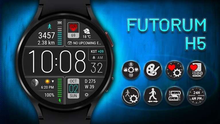 (Google Play Store) Futorum H5 Digital Zifferblatt (WearOS Watchface)