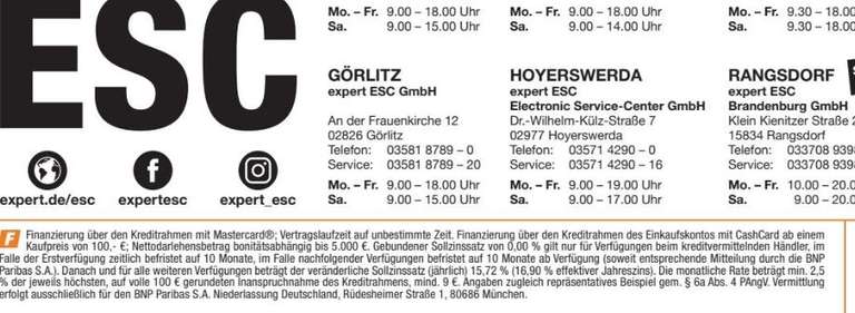 Expert ESC [Lokal] Sachsen und Brandenburg bspw. PS5 1TB slim für 400€ + 21€ whatever ODER Nintendo Switch für 240 + 21€ whatever.