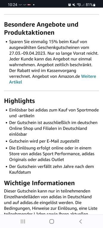 Adidas Gutschein 25-150 (einmalig) bei Amazon Prime 15%günstiger perfekt als Ostergeschenk