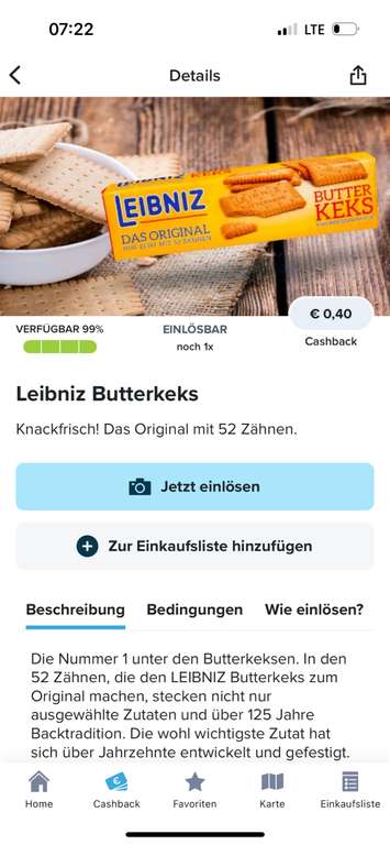 ~Rewe~ Leibniz Butterkeks im Angebot und Marktguru 0,40€ Cashback