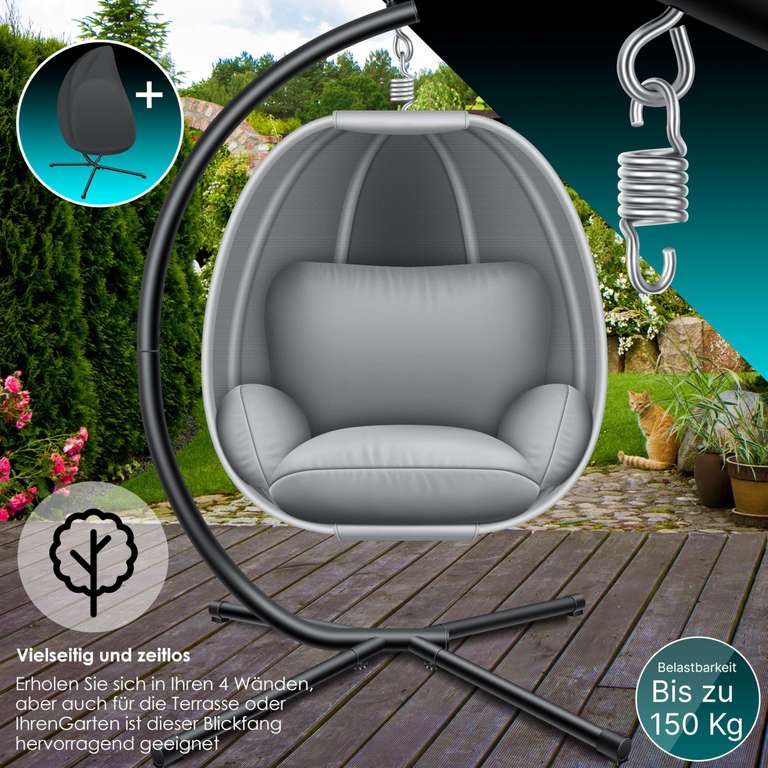 Luxe Hngesessel mit Gestell & Kissen  Indoor/Outdoor, max. 150 kg, inkl.  Abdeckung, SeitPolsterung  at Amazon 99,80 | mydealz