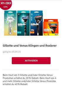 bis zu 40% auf Gillette Produkte bei Rossmann + 10% Rabatt auf den rabattierten Preis