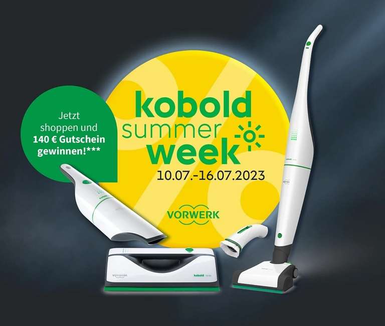 Vorwerk Kobold Summer Week: VC100 Akkusauger - 99€ | VG100 Fensterreiniger - 199€ | VB100 Akku-Staubsauger - 699€ | VR300 Saugroboter - 749€