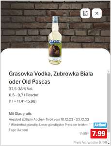 [Hit | Marktguru] Grasovka Vodka 37,5 % Vol., 500 ml Flasche, rechnerisch 5,99 € (Angebotspreis 7,99 € abzgl. 2 € Cashback) 2x einlösbar