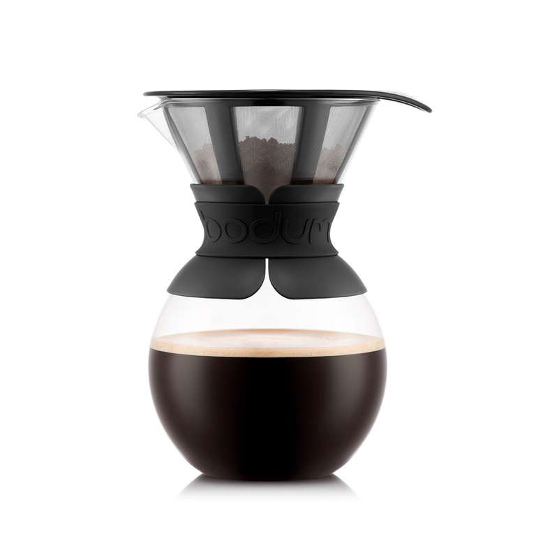Bodum Pour Over Filterkaffeebereiter + 250g Kaffeebohnen (1l-Karaffe aus Borosilikatglas, Permanentfilter, Silikonband)