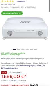 Acer L811 Laser 4K Projektor Ultrakurzdistanz, Smart TV, 3.000 ANSI Lumen