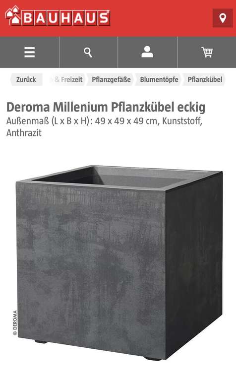 TPG Bauhaus - Deroma Millenium Pflanzkübel eckig