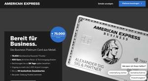 Die AMEX Business Platinum für Neukunden wieder mit 75.000 Willkommenspunkten