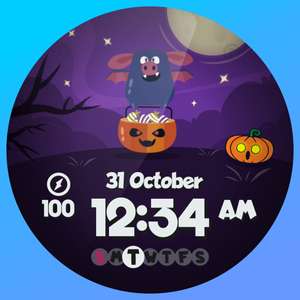 SH032 Watch Face, Halloween (WearOS Watchface) (Google Play Store)