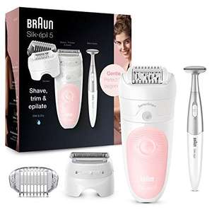 Braun Silk-épil 5 Beauty-Set, Epilierer Damen für Haarentfernung, Aufsätze für Rasierer, Trimmer und Massage für Körper [Prime]