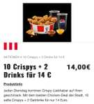 KFC 10 Crispys für 10€ (nur Dienstags)