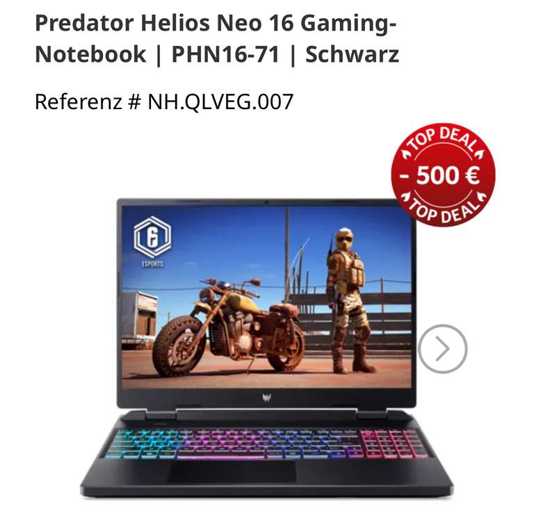 Predator Helios Neo 16 Gaming-Notebook | PHN16-71 | Schwarz