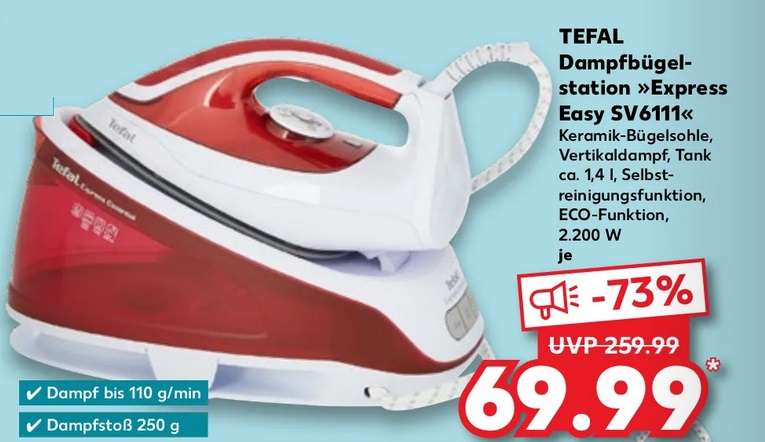 Tefal Express Essential SV6111 Dampfbügelstation für 69,99€ im Kaufland ab  26.10.23 | mydealz