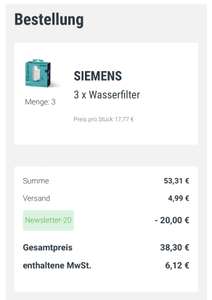 9x Brita Intenza Wasserfilter für Siemens EQ6 EQ9 und alle anderen EQ Modelle (4,25€/Filter)