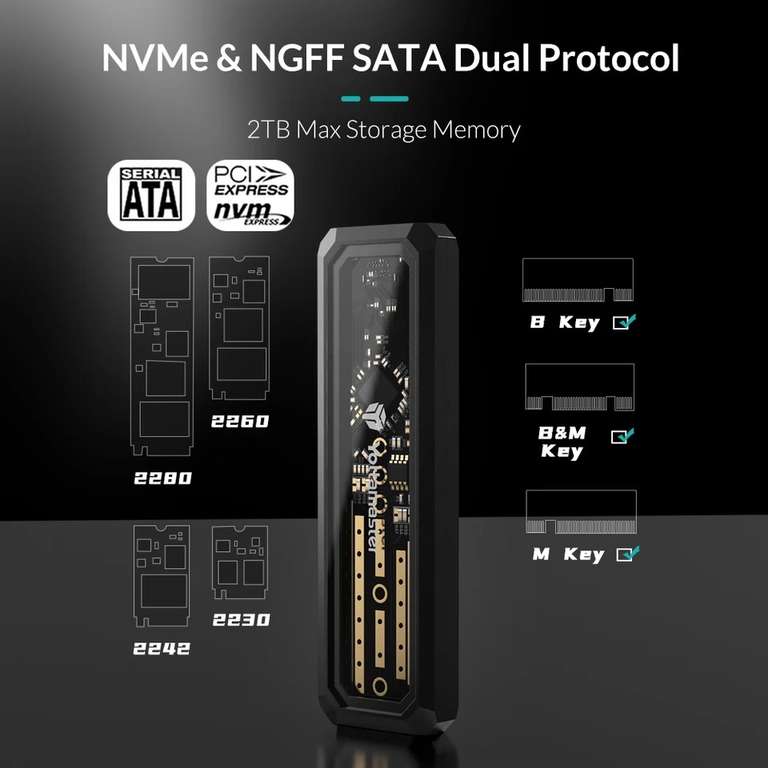 Yottamaster DF3 M2 NVMe SATA SSD Gehäuse USB 3,1 GEN2 Typ C Interface 10Gbps M2 Gehäuse