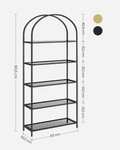 Songmics VASAGLE Bücherregal mit 5 Ebenen (zwei Farben, je Ebene trägt bis zu 10kg, aus Hartglas, Metallstruktur, Kippschutz, verst. Füße)