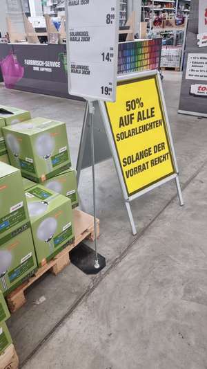 50% auf Solarleuchten Toom bspw Solarfackelset 5 Stück für 7,50€ (Regional Rheinfelden?)