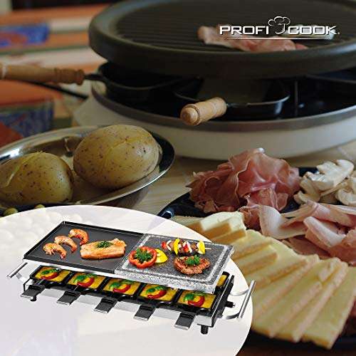 ProfiCook PC-RG 1144 Raclette/Tischgrill mit 10 Pfännchen & 10 Holzspachteln