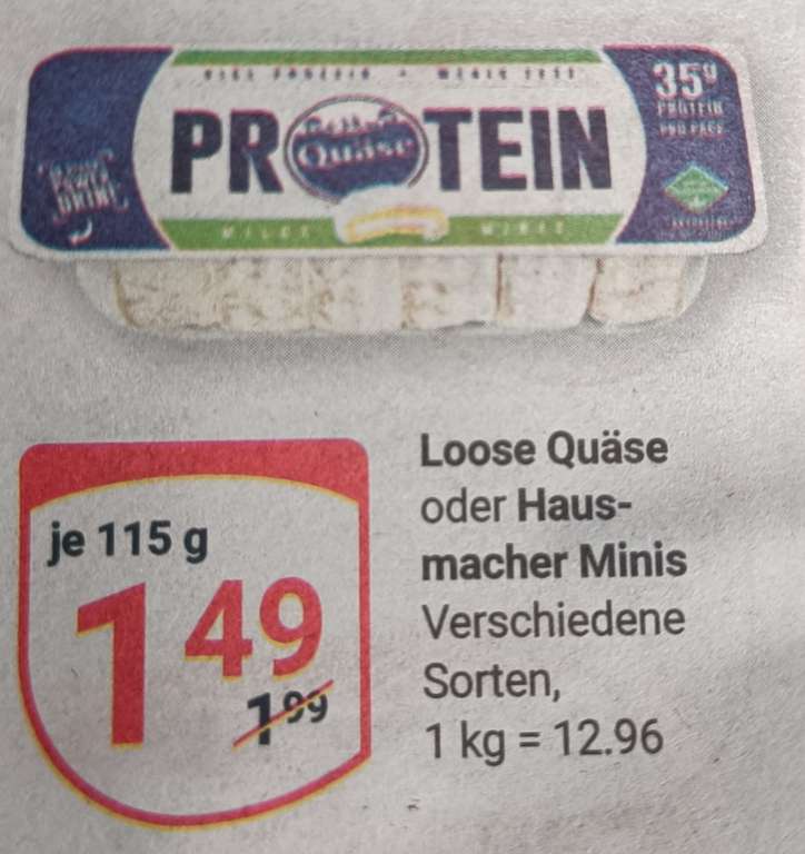 [Globus] Quäse Minis Protein 115g (6 Stück) für 0,49 € (Angebot + Coupon)