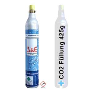 CO2 Reserve-Zylinder 425 g Kohlensäure inkl. Füllung 60l für Wasser-Sprudlergeräte
