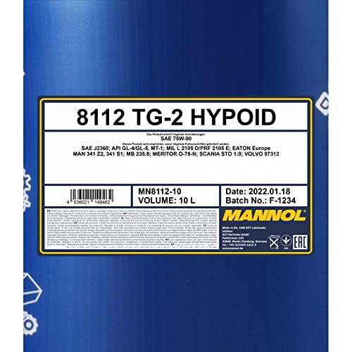 10L MANNOL TG-2 Hypoid Universal Schaltgetriebeöl SAE 75W-90 für 39,50€ (Prime)