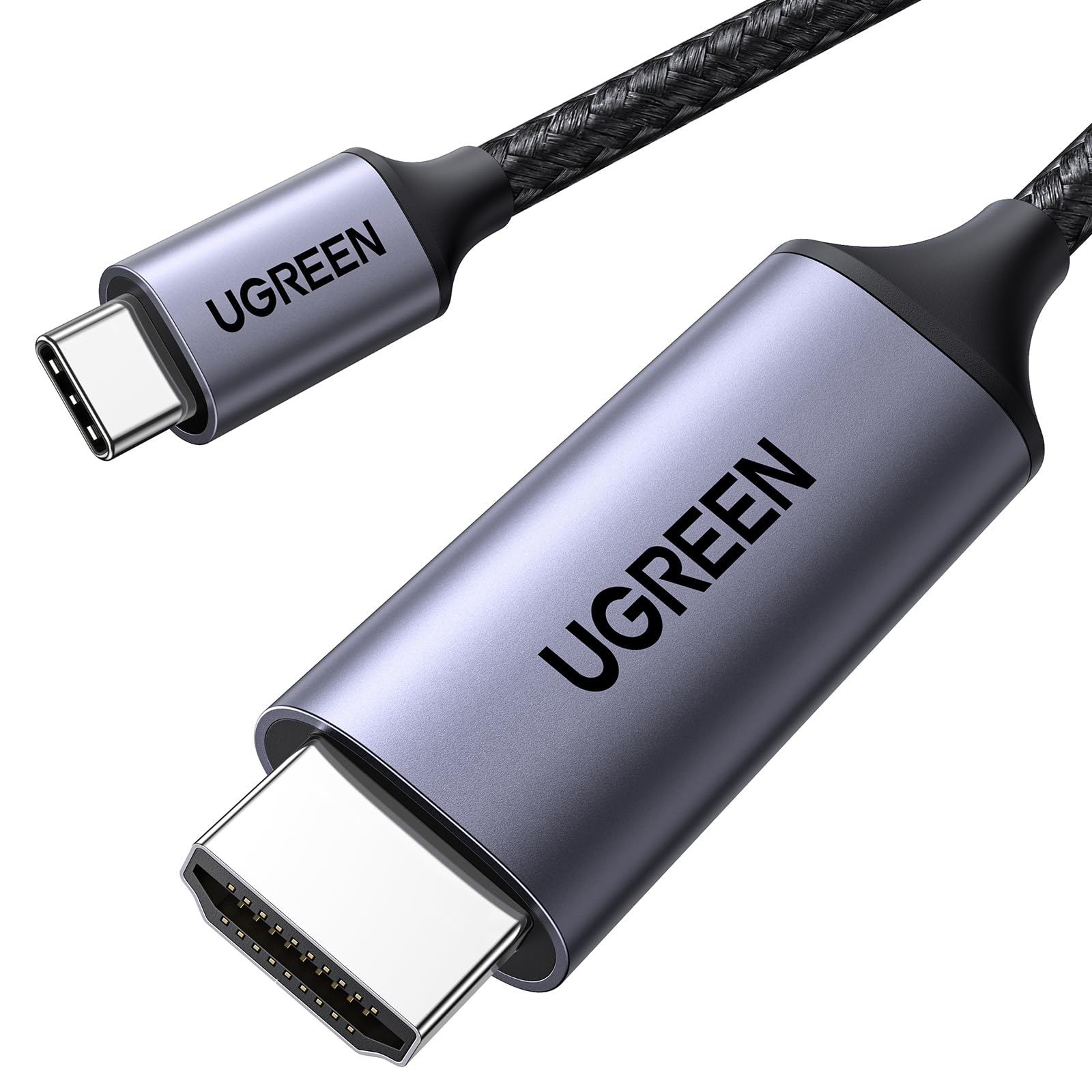 UGREEN USB-C auf HDMI Kabel 2 m, 4K 60Hz / 2K 120Hz, Thunderbolt 5/4/3, Nylon-Ummantelung, Aluminiumgehäuse, Plug & Play Prime