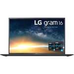 LG gram 16 Laptop + 100€ Cashback (16", 2560x1600, IPS, 99% DCI-P3, i5-1135G7, 16/512GB, 2x TB4, 80Wh, Win10 Pro, 1.19kg)