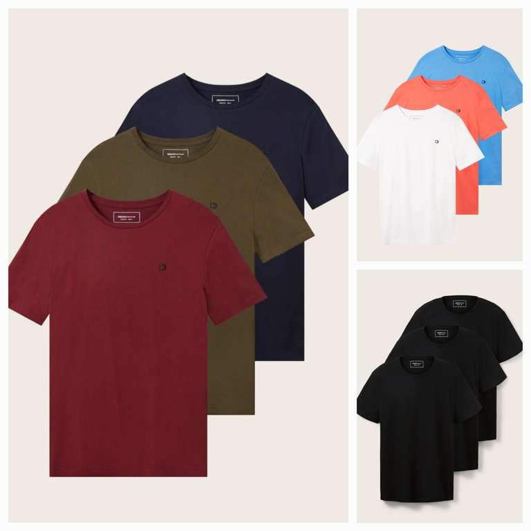 Dreierpack Tom Tailor Herren T-Shirts | 100% Baumwolle