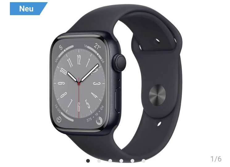 Apple Watch Series 8 GPS 45 mm Aluminiumgehäuse Mitternacht / Bestpreis möglich!