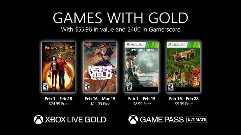 (XBox Games with Gold Februar) Baphomets Fluch 5 - Der Sündenfall, Aerial_Knight’s Never Yield, Hydrophobia, Band of Bugs